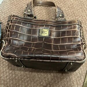 Dooney & Bourke Brown Crocodile Embossed Briefcase